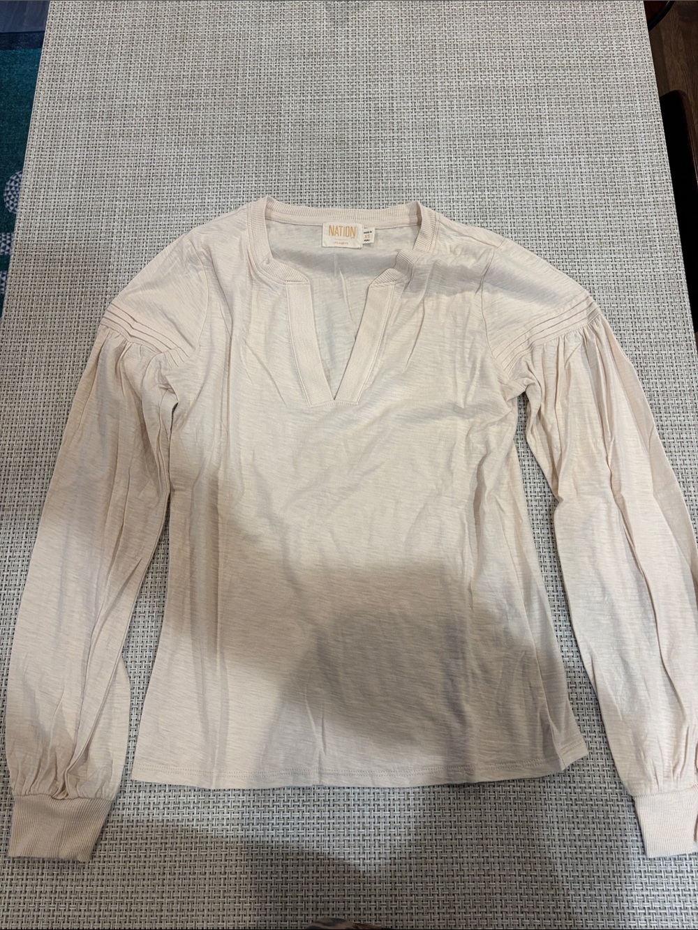 Nation LTD Cream Long-Sleeve Notch Neck Top
